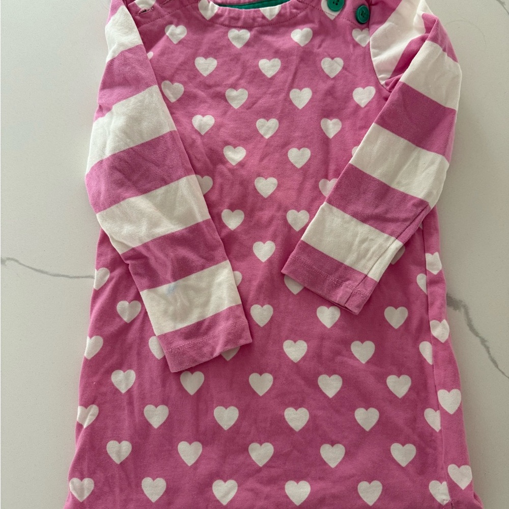 Mini Boden Pink Dress with White Hearts